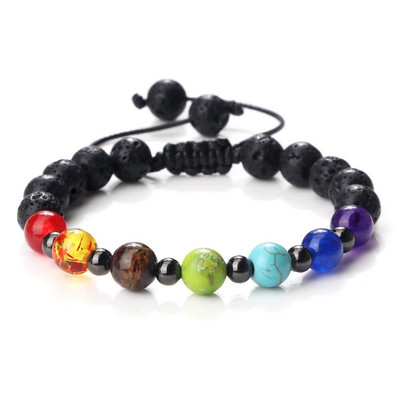 Prirodni vulkanski kameni kamen Muške narukvice Reiki 7 Chakra Healing Beads Narukvica Crna Lava Stretch Elephant Mala Buddha Bangles
