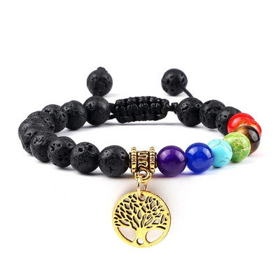 Prirodni vulkanski kameni kamen Muške narukvice Reiki 7 Chakra Healing Beads Narukvica Crna Lava Stretch Elephant Mala Buddha Bangles