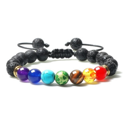 Prirodni vulkanski kameni kamen Muške narukvice Reiki 7 Chakra Healing Beads Narukvica Crna Lava Stretch Elephant Mala Buddha Bangles