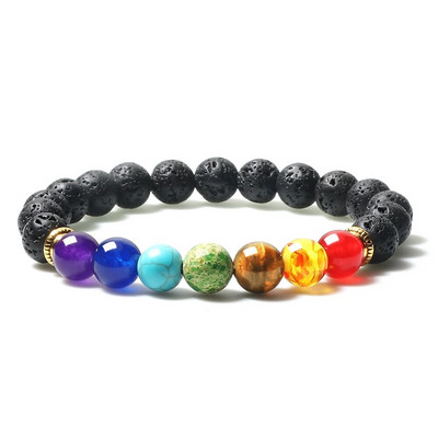 Prirodni vulkanski kameni kamen Muške narukvice Reiki 7 Chakra Healing Beads Narukvica Crna Lava Stretch Elephant Mala Buddha Bangles