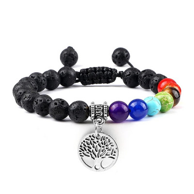 Prirodni vulkanski kameni kamen Muške narukvice Reiki 7 Chakra Healing Beads Narukvica Crna Lava Stretch Elephant Mala Buddha Bangles