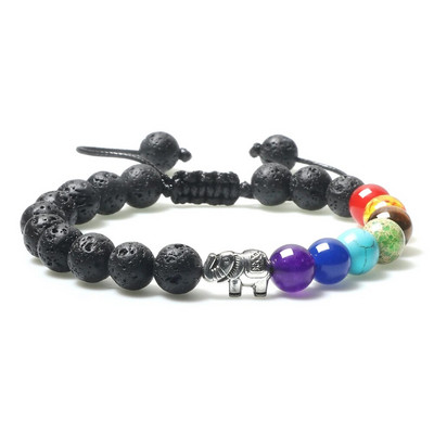 Prirodni vulkanski kameni kamen Muške narukvice Reiki 7 Chakra Healing Beads Narukvica Crna Lava Stretch Elephant Mala Buddha Bangles