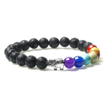 Prirodni vulkanski kameni kamen Muške narukvice Reiki 7 Chakra Healing Beads Narukvica Crna Lava Stretch Elephant Mala Buddha Bangles