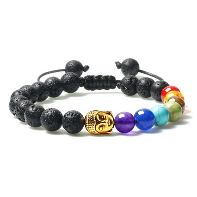 Prirodni vulkanski kameni kamen Muške narukvice Reiki 7 Chakra Healing Beads Narukvica Crna Lava Stretch Elephant Mala Buddha Bangles
