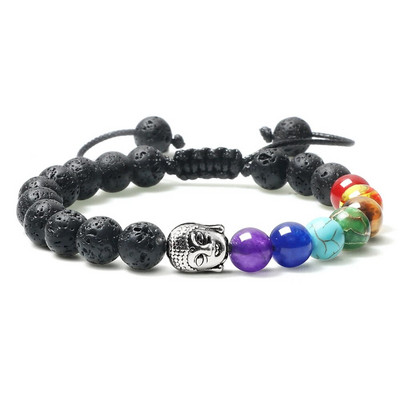 Prirodni vulkanski kameni kamen Muške narukvice Reiki 7 Chakra Healing Beads Narukvica Crna Lava Stretch Elephant Mala Buddha Bangles
