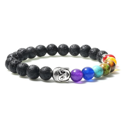 Prirodni vulkanski kameni kamen Muške narukvice Reiki 7 Chakra Healing Beads Narukvica Crna Lava Stretch Elephant Mala Buddha Bangles