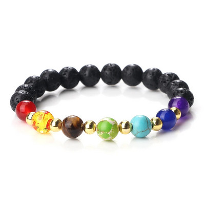 Prirodni vulkanski kameni kamen Muške narukvice Reiki 7 Chakra Healing Beads Narukvica Crna Lava Stretch Elephant Mala Buddha Bangles