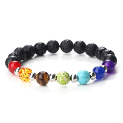 Prirodni vulkanski kameni kamen Muške narukvice Reiki 7 Chakra Healing Beads Narukvica Crna Lava Stretch Elephant Mala Buddha Bangles
