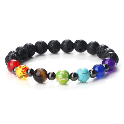 Prirodni vulkanski kameni kamen Muške narukvice Reiki 7 Chakra Healing Beads Narukvica Crna Lava Stretch Elephant Mala Buddha Bangles