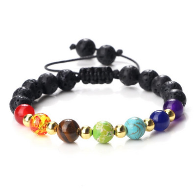 Prirodni vulkanski kameni kamen Muške narukvice Reiki 7 Chakra Healing Beads Narukvica Crna Lava Stretch Elephant Mala Buddha Bangles