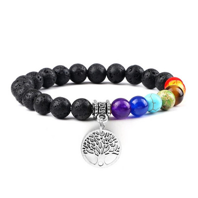 Prirodni vulkanski kameni kamen Muške narukvice Reiki 7 Chakra Healing Beads Narukvica Crna Lava Stretch Elephant Mala Buddha Bangles