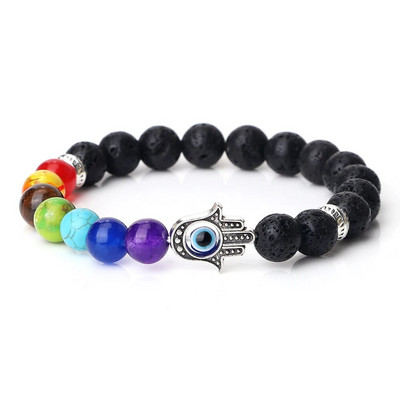 Prirodni vulkanski kameni kamen Muške narukvice Reiki 7 Chakra Healing Beads Narukvica Crna Lava Stretch Elephant Mala Buddha Bangles