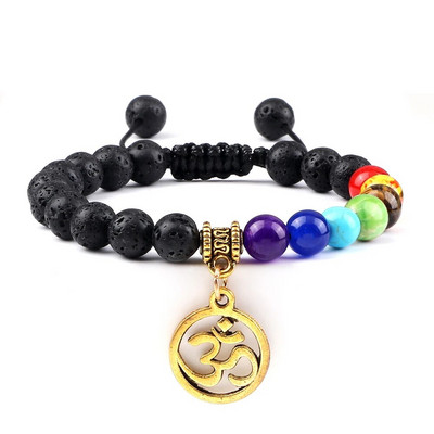 Prirodni vulkanski kameni kamen Muške narukvice Reiki 7 Chakra Healing Beads Narukvica Crna Lava Stretch Elephant Mala Buddha Bangles
