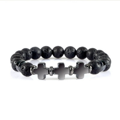 Prirodni vulkanski kameni kamen Muške narukvice Reiki 7 Chakra Healing Beads Narukvica Crna Lava Stretch Elephant Mala Buddha Bangles