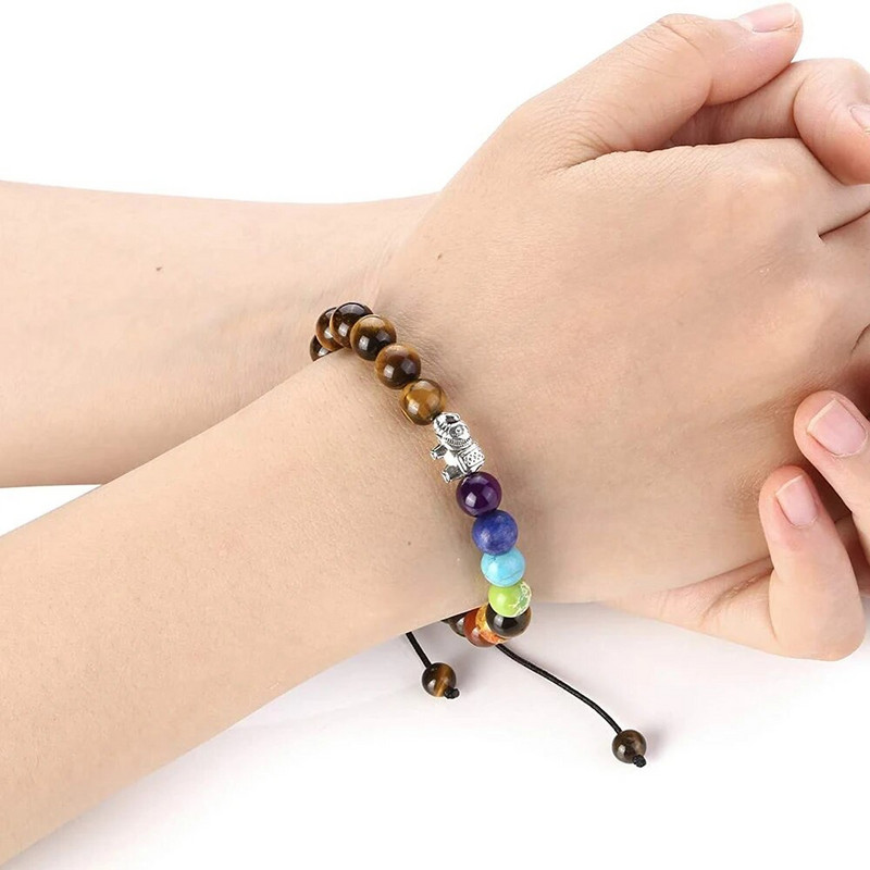 Prirodni vulkanski kameni kamen Muške narukvice Reiki 7 Chakra Healing Beads Narukvica Crna Lava Stretch Elephant Mala Buddha Bangles