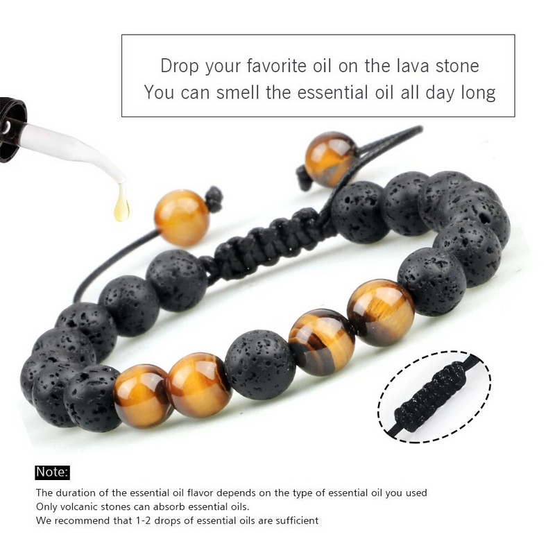 Prirodni vulkanski kameni kamen Muške narukvice Reiki 7 Chakra Healing Beads Narukvica Crna Lava Stretch Elephant Mala Buddha Bangles