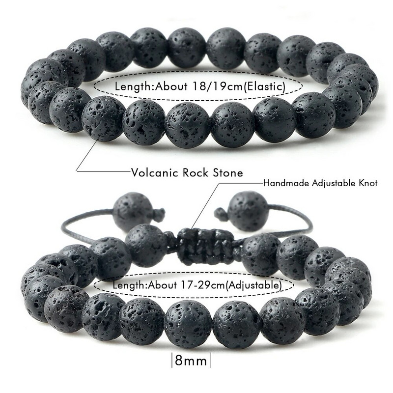 Prirodni vulkanski kameni kamen Muške narukvice Reiki 7 Chakra Healing Beads Narukvica Crna Lava Stretch Elephant Mala Buddha Bangles