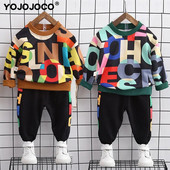 Haine pentru băieți 0-5 ani costum de modă din bumbac de primăvară și toamnă imprimare litere haine pentru fetiță sport casual costum din două piese pentru bebeluși