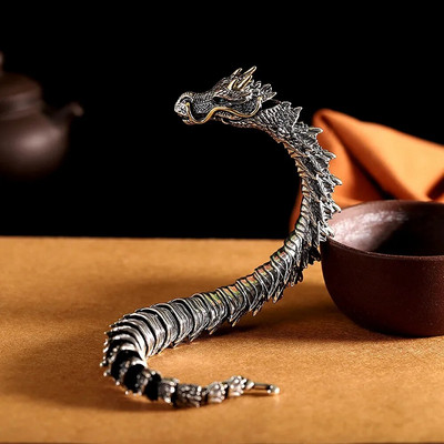 Brățară originală dominatoare QN, realizată manual, pentru bărbați, robinet retro, la nivel de colecție, accesorii pentru brățară cu dragon inteligent