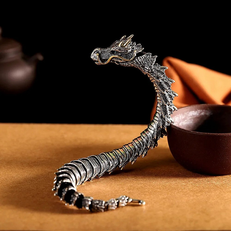 Brățară originală dominatoare QN, realizată manual, pentru bărbați, robinet retro, la nivel de colecție, accesorii pentru brățară cu dragon inteligent