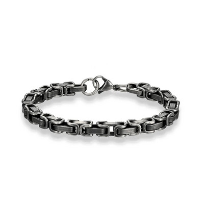 MKENDN Brățări retro cu lanț de zale pentru bărbați, care se suprapun, lanț cu curbe interblocate, lanț cubic punk din oțel inoxidabil, bijuterii pentru bărbați