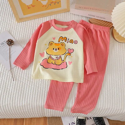 Set de haine de modă girafă pentru bebeluși, pijamale de primăvară pentru copil mic, fetiță, băiat, costum de pijamă, tricou + pantalon, 2 buc. ținute pentru nou-născut