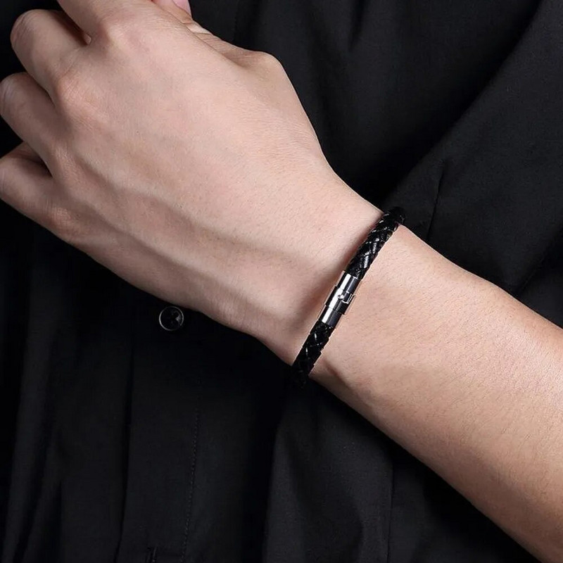 Paprasta vyriška odinė apyrankė Daugiaspalvė nerūdijančio plieno magnetinė saga pintinė apyrankė Valentino dienos papuošalai dovanos