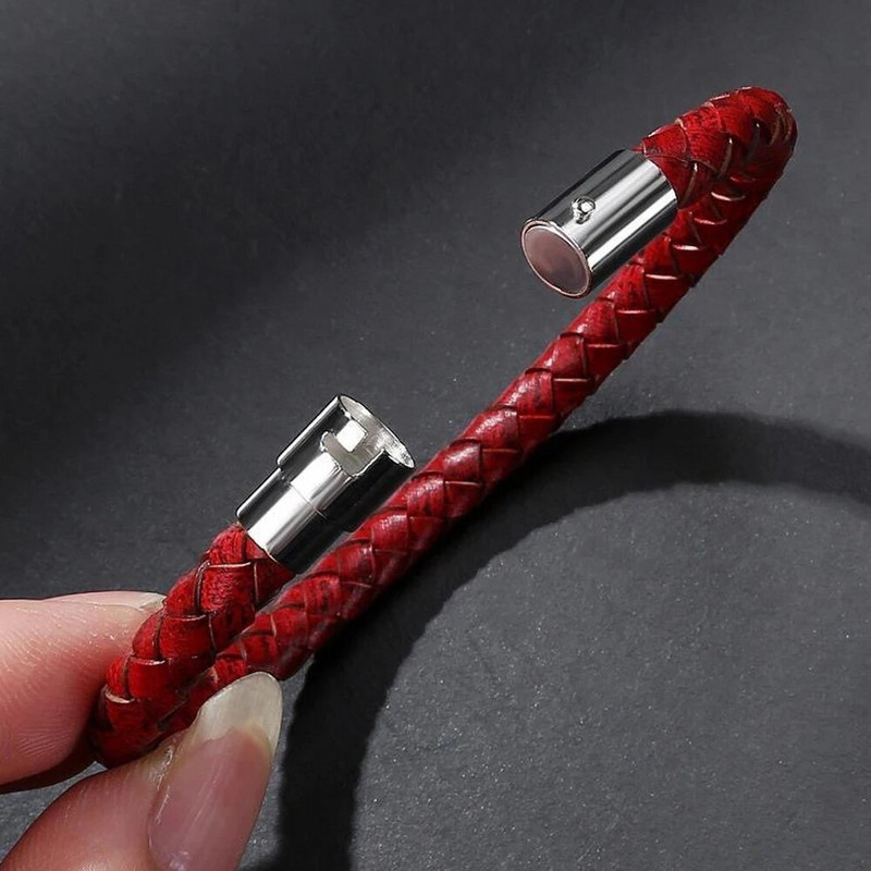 Paprasta vyriška odinė apyrankė Daugiaspalvė nerūdijančio plieno magnetinė saga pintinė apyrankė Valentino dienos papuošalai dovanos