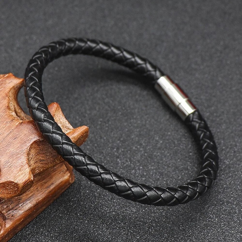 Paprasta vyriška odinė apyrankė Daugiaspalvė nerūdijančio plieno magnetinė saga pintinė apyrankė Valentino dienos papuošalai dovanos