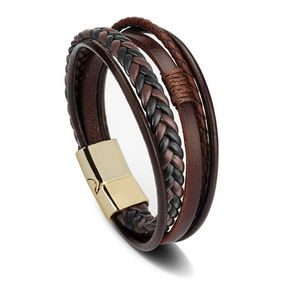 Nove moderne kožne narukvice za muškarce od višeslojnog pletenog užeta od nehrđajućeg čelika za muške narukvice Nakit Pulsera Hombre