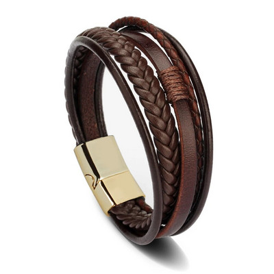 Nove moderne kožne narukvice za muškarce od višeslojnog pletenog užeta od nehrđajućeg čelika za muške narukvice Nakit Pulsera Hombre