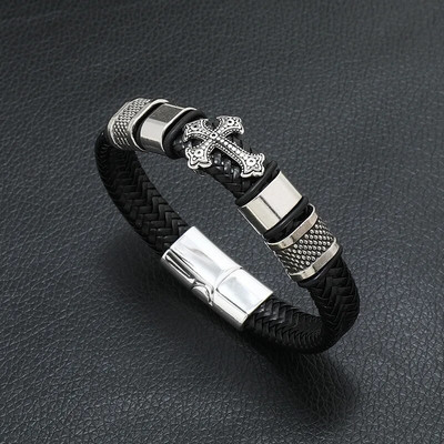 Nove moderne kožne narukvice za muškarce od višeslojnog pletenog užeta od nehrđajućeg čelika za muške narukvice Nakit Pulsera Hombre