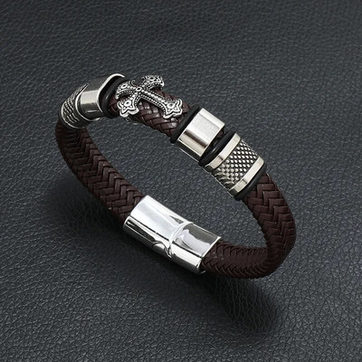 Nove moderne kožne narukvice za muškarce od višeslojnog pletenog užeta od nehrđajućeg čelika za muške narukvice Nakit Pulsera Hombre