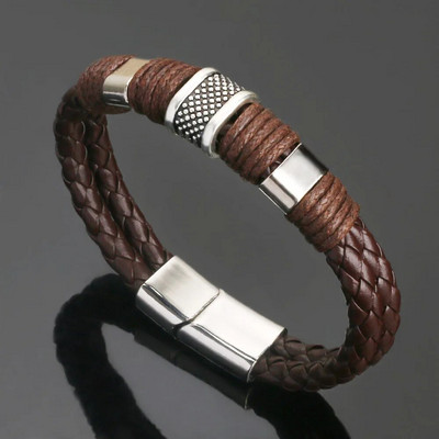Nove moderne kožne narukvice za muškarce od višeslojnog pletenog užeta od nehrđajućeg čelika za muške narukvice Nakit Pulsera Hombre