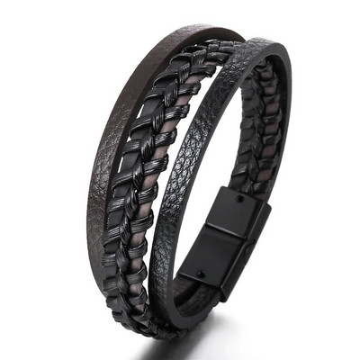 Nove moderne kožne narukvice za muškarce od višeslojnog pletenog užeta od nehrđajućeg čelika za muške narukvice Nakit Pulsera Hombre