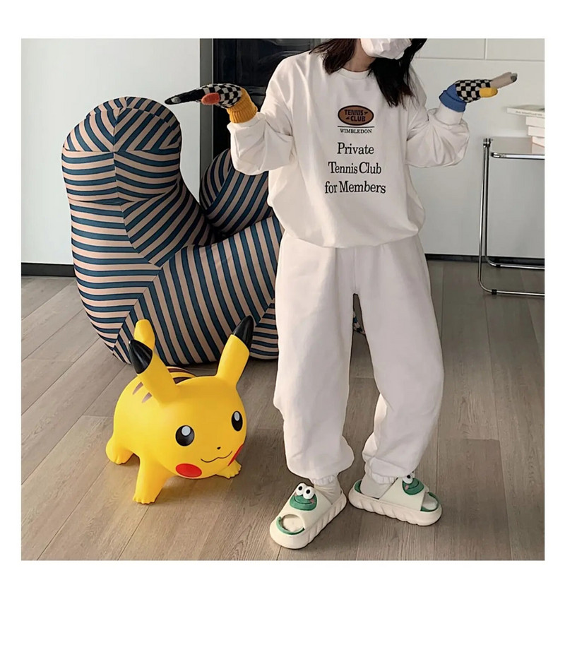 Poros Lininės šlepetės Mielas animacinis filmukas Varlė Namų šlepetės Keturi sezonai Vidaus Namuose Sandalai Animacinis Juokingas Vasaros Moteriškos Šlepetės