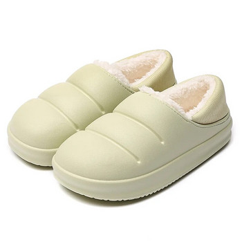 Водоустойчиви топли плюшени зимни дамски кожени чехли Домашни пързалки Вътрешни домашни обувки с дебела подметка Неплъзгащи се плътни сандали за двойка