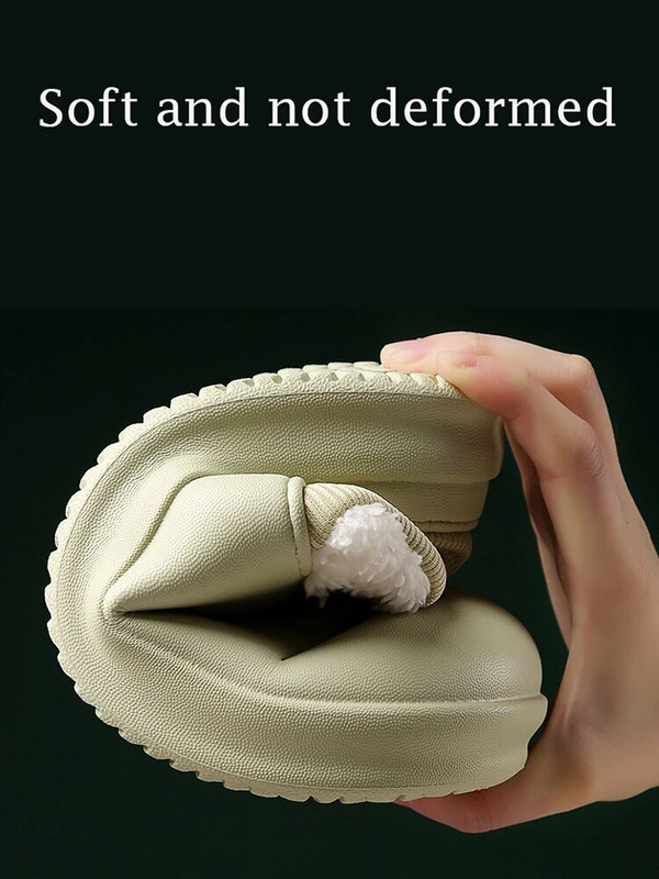 Vízálló meleg plüss téli női szőrme papucsok háztartási csúszdák beltéri otthoni vastag talpú lábbelik csúszásmentes tömör páros szandálok