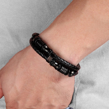 Βραχιόλι XQNI Luxury Accessories Ανδρικό δώρο μόδας Μαύρα βραχιόλια από γνήσιο δέρμα DIY συνδυασμός άγριο όμορφο δώρο
