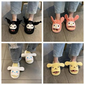 Papuci din bumbac Sanrio Papuci anime cu urechi în mișcare Kuromi Cinnamoroll My Melody Kawaii Papuci de casă cadou anti-alunecare