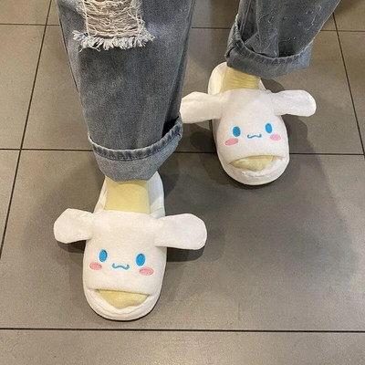 Papuci din bumbac Sanrio Papuci anime cu urechi în mișcare Kuromi Cinnamoroll My Melody Kawaii Papuci de casă cadou anti-alunecare