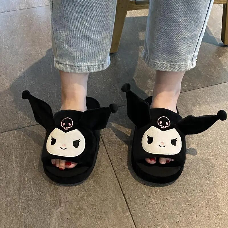Sanrio Cotton Slippers Anime Slippers with Moving Ears Kuromi Cinnamoroll My Melody Kawaii Girl Slippers Home Αντιολισθητικό δώρο