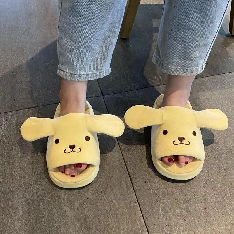 Sanrio Cotton Slippers Anime Slippers with Moving Ears Kuromi Cinnamoroll My Melody Kawaii Girl Slippers Home Αντιολισθητικό δώρο