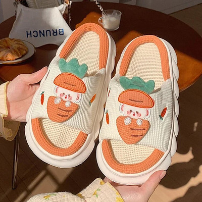 Papuci drăguți de porc din desene animate 2023 Papuci de femei de vară pantofi de dormitor de interior pantofi moale cu talpă groasă papuci de in.