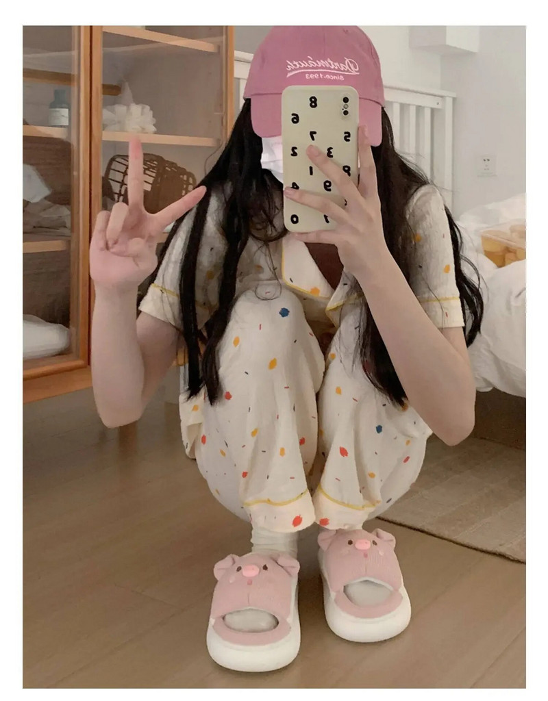 Papuci drăguți de porc din desene animate 2023 Papuci de femei de vară pantofi de dormitor de interior pantofi moale cu talpă groasă papuci de in.