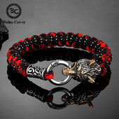 Retro Norse Odin's Wolf Survival narukvice za muškarce Viking Geri&Freki od nehrđajućeg čelika Paracord uže narukvice ručno rađeni vanjski nakit