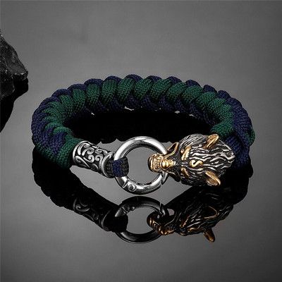Retro Norse Odin's Wolf Survival narukvice za muškarce Viking Geri&Freki od nehrđajućeg čelika Paracord uže narukvice ručno rađeni vanjski nakit