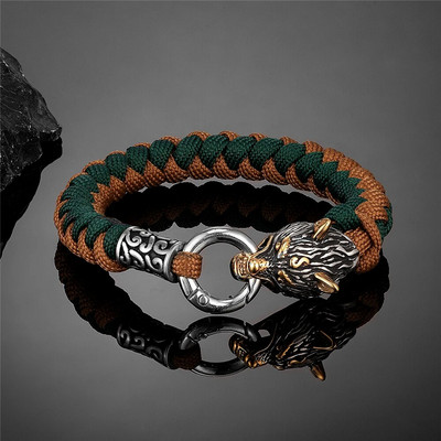 Retro Norse Odin's Wolf Survival narukvice za muškarce Viking Geri&Freki od nehrđajućeg čelika Paracord uže narukvice ručno rađeni vanjski nakit