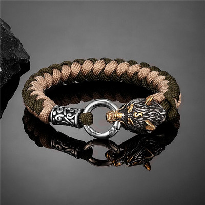 Retro Norse Odin's Wolf Survival narukvice za muškarce Viking Geri&Freki od nehrđajućeg čelika Paracord uže narukvice ručno rađeni vanjski nakit