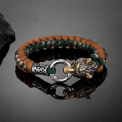 Retro Norse Odin's Wolf Survival narukvice za muškarce Viking Geri&Freki od nehrđajućeg čelika Paracord uže narukvice ručno rađeni vanjski nakit